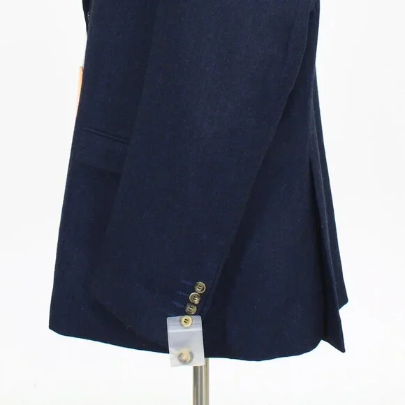 Moran X 52L 46x33 Navy Full Suit 3-Piece 2-Button Herringbone R585
